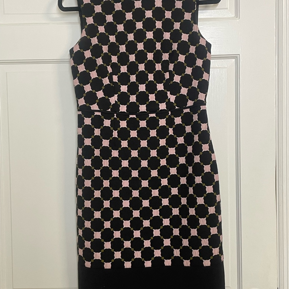 Ann Taylor Black and Pink Patterned Midi Dress